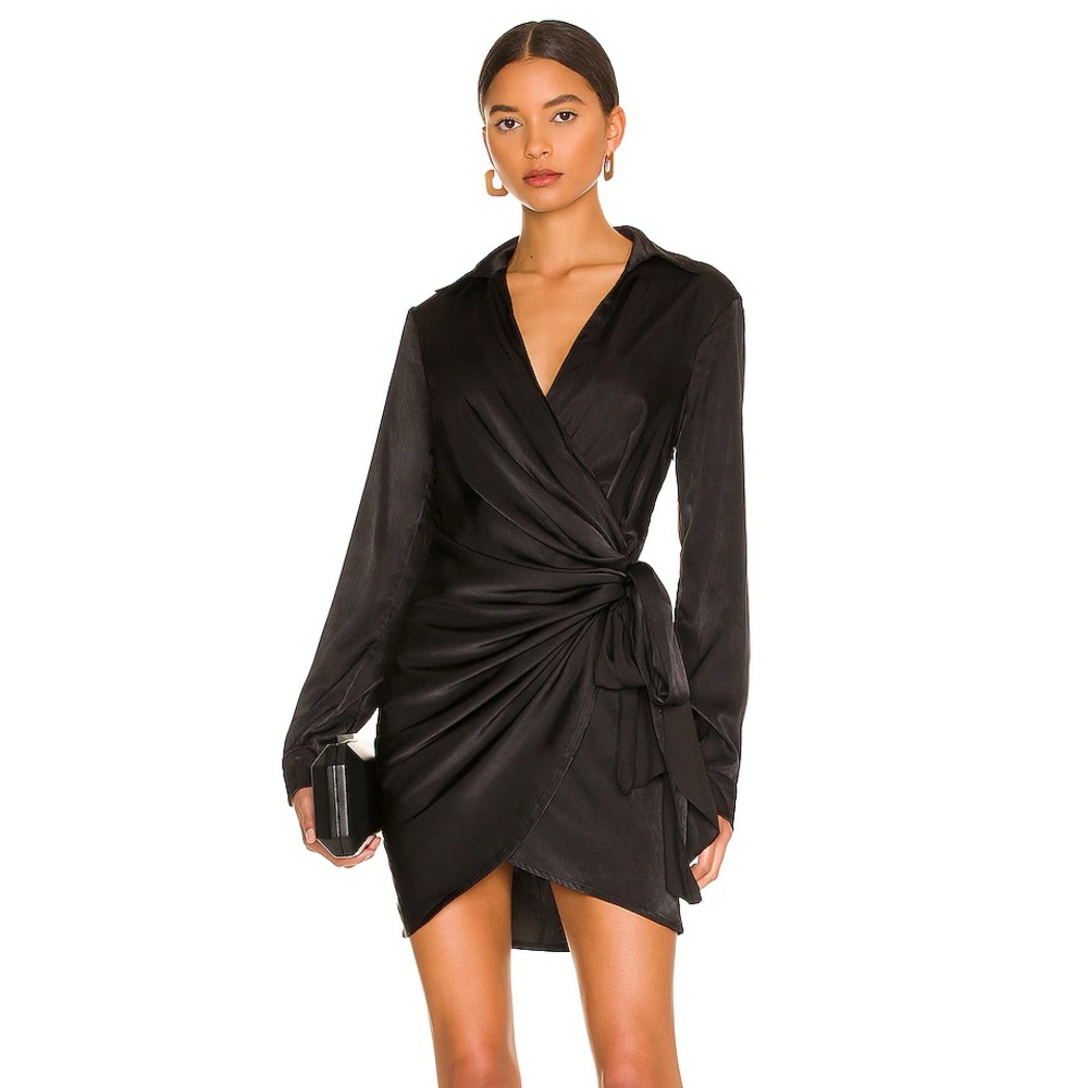 REVOLVE SUPERDOWN Sophie Draped Mini Dress in Black